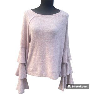 My Michelle NWT Women's heather‎ pink sweater with tiered bell sleeves size S